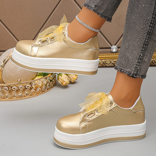 2026 shoes women大码休闲单鞋女欧美新款圆头厚底休闲粘胶鞋外贸 - 图1