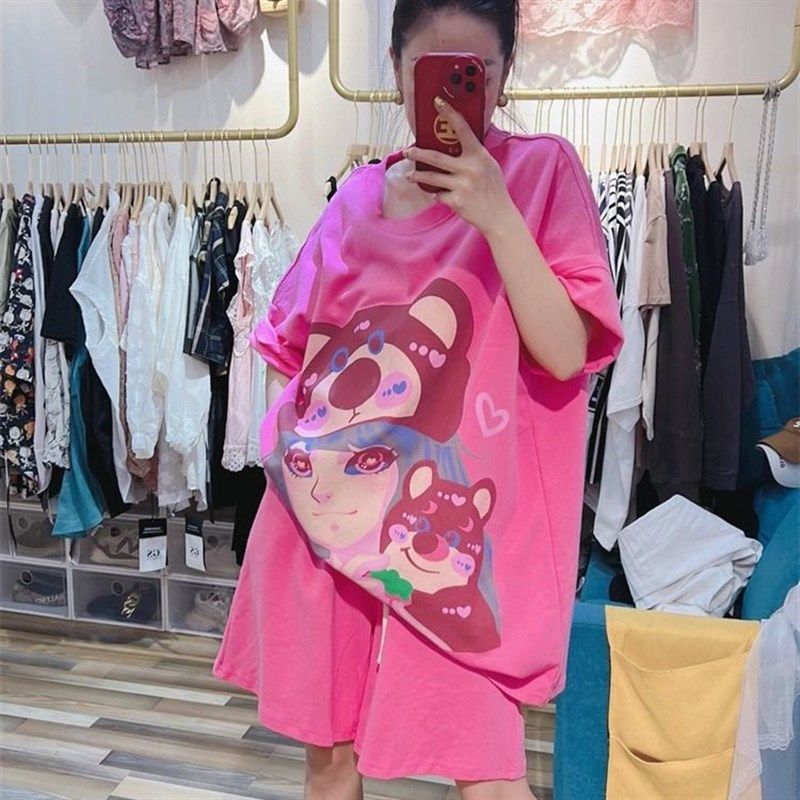 十三行大码女装300斤胖mm卡通印花短袖T恤女宽松上衣短裤遮肉套装,淘宝优惠券,粉丝福利购,淘宝优惠卷