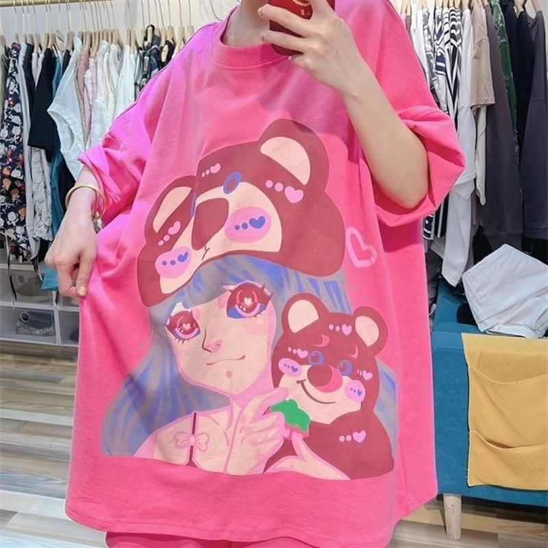 十三行大码女装300斤胖mm卡通印花短袖T恤女宽松上衣短裤遮肉套装,淘宝优惠券,粉丝福利购,淘宝优惠卷