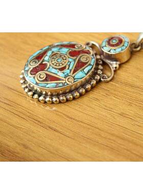 毛衣链饰品项链宫廷挂件吊坠绿松石长款项坠吊坠挂件西藏拉萨复古