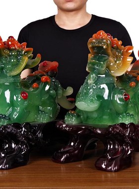 玉貔貅摆件大号招财聚财皮丘公母一对工艺品 新店铺开业送礼