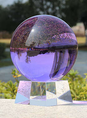 紫色水晶球玻璃球酒柜玄关室办公桌隔断客厅家居装饰摆放卧室摆件
