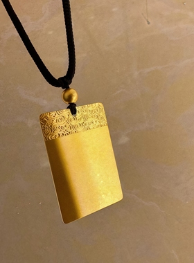 古法传承祥云纹金银包吊坠平安无事牌方块牌挂饰时尚男女同款项链