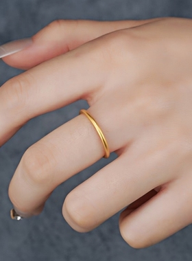 古法传承真金包银素圈情侣首饰戒指实心男女对戒高级感生日礼物送