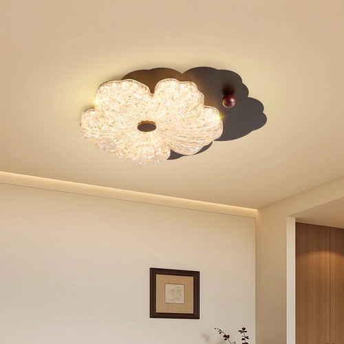 中古风金箔花朵卧室吸顶灯新款美式复古高级感轻奢树脂主卧房间灯 - 图0