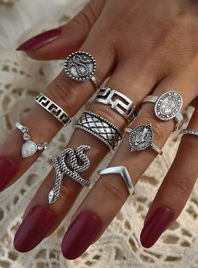 Finger Rings Set Women Knuckle Rings Female Jewelry 戒指套装
