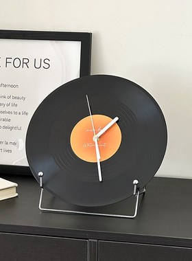 中古黑胶唱片钟挂钟客厅u办公室书桌桌面摆件酒柜书房书柜礼物