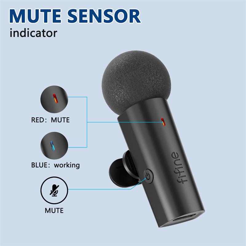 FIFINE Wireless Lavalier Recording Microphone,Type-C Mini MI - 图1