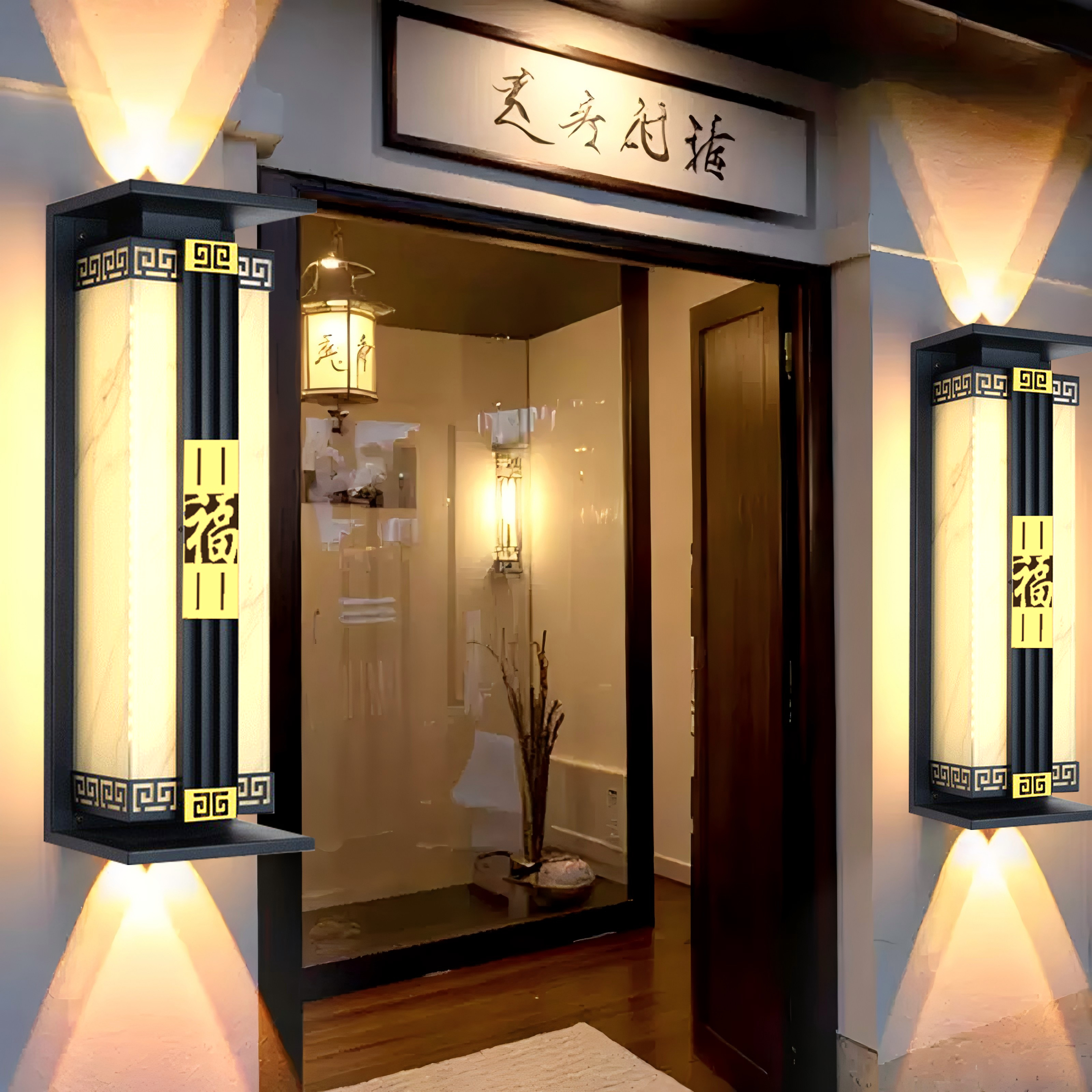 户外太阳能壁灯防水上下射灯庭院别墅酒店洗外墙大门两侧柱子壁灯 - 图2