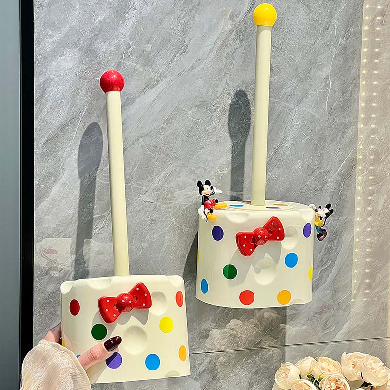 Dutch bear cute polka-dot bow toilet brush dopamine dead corner household wall-mounted special toilet brush artifact