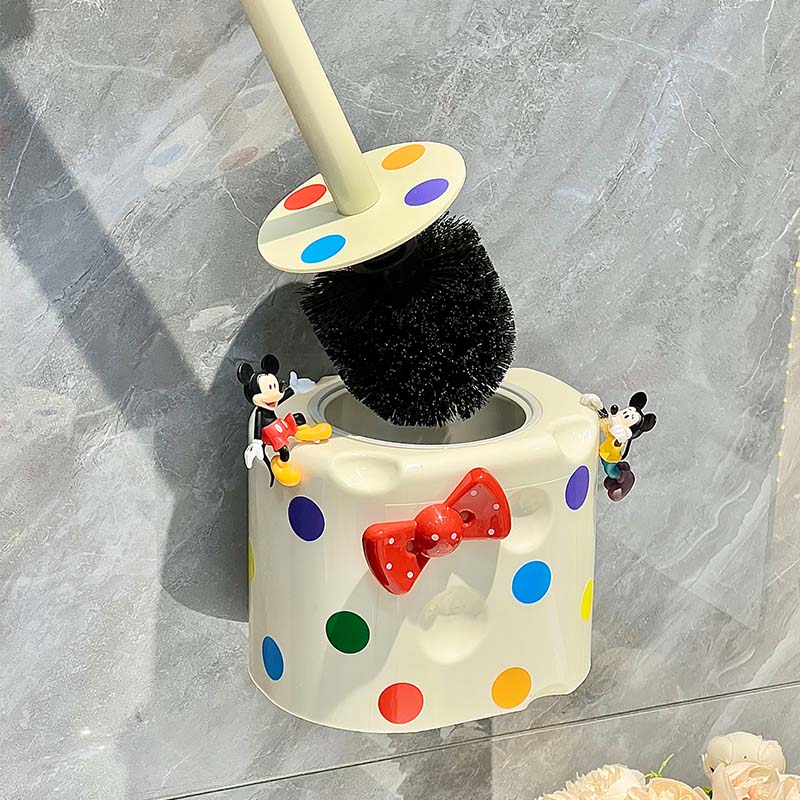 Dutch bear cute polka-dot bow toilet brush dopamine dead corner household wall-mounted special toilet brush artifact