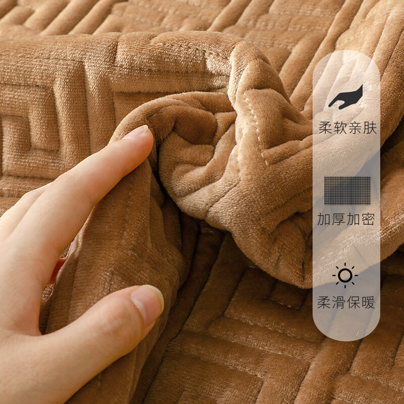 新中式沙发垫四季通用高档防滑实木沙发坐垫靠背巾冬毛绒沙发套罩