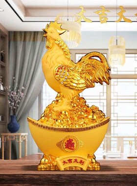 大吉大利大公鸡招财摆件r家用旺宅客厅酒柜玄关店铺前台工艺装饰