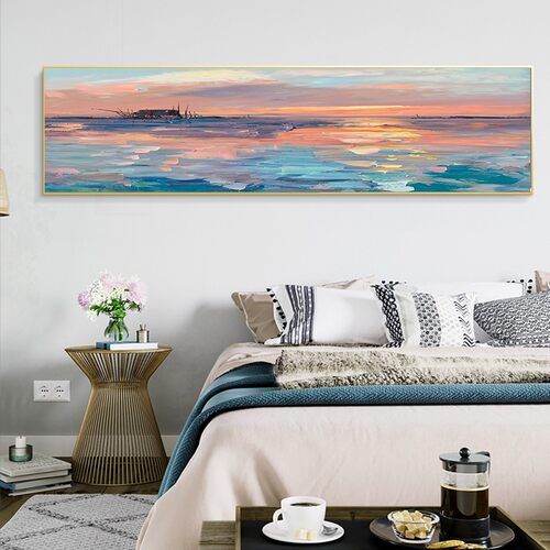 现代北欧风小众温馨壁画卧室背景墙E简约挂画色彩艺术床头装饰画 - 图1