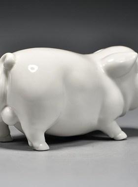 白色陶瓷猪摆件十二生肖动物小猪家居精J雕可爱猪装饰吉祥物工艺