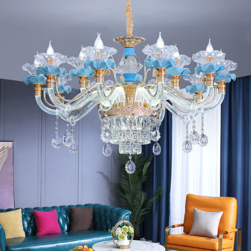 轻奢客厅水晶吊灯欧式大气餐厅卧室酒店会所水晶管陶瓷蜡烛水晶灯 - 图1