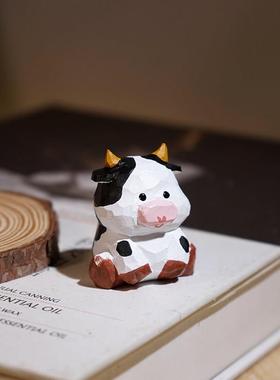 【精品版】丑牛手工木雕小摆件卡通可爱十二生肖系列装饰品礼物