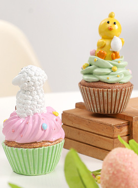 跨境 复活节装饰品 可爱兔子小鸡复活节树脂装饰品 派对家居摆件