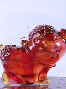12生肖琉璃汽车摆件猪车内饰z品创意可爱客厅风水十二生肖吉祥物