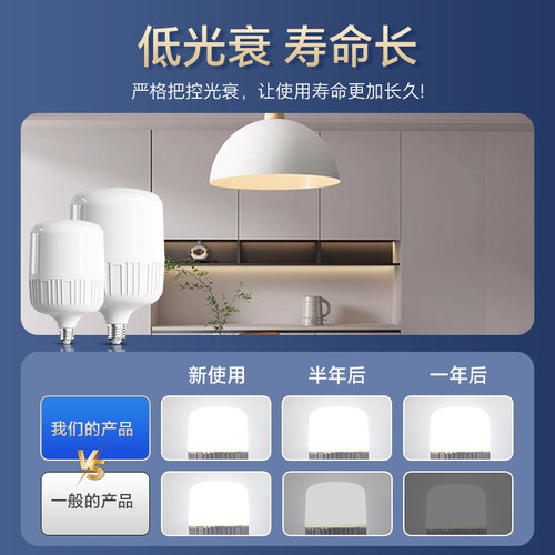 led螺口灯泡三色变光家用节能灯e27螺纹口暖白光超亮大功率厂房灯 - 图1