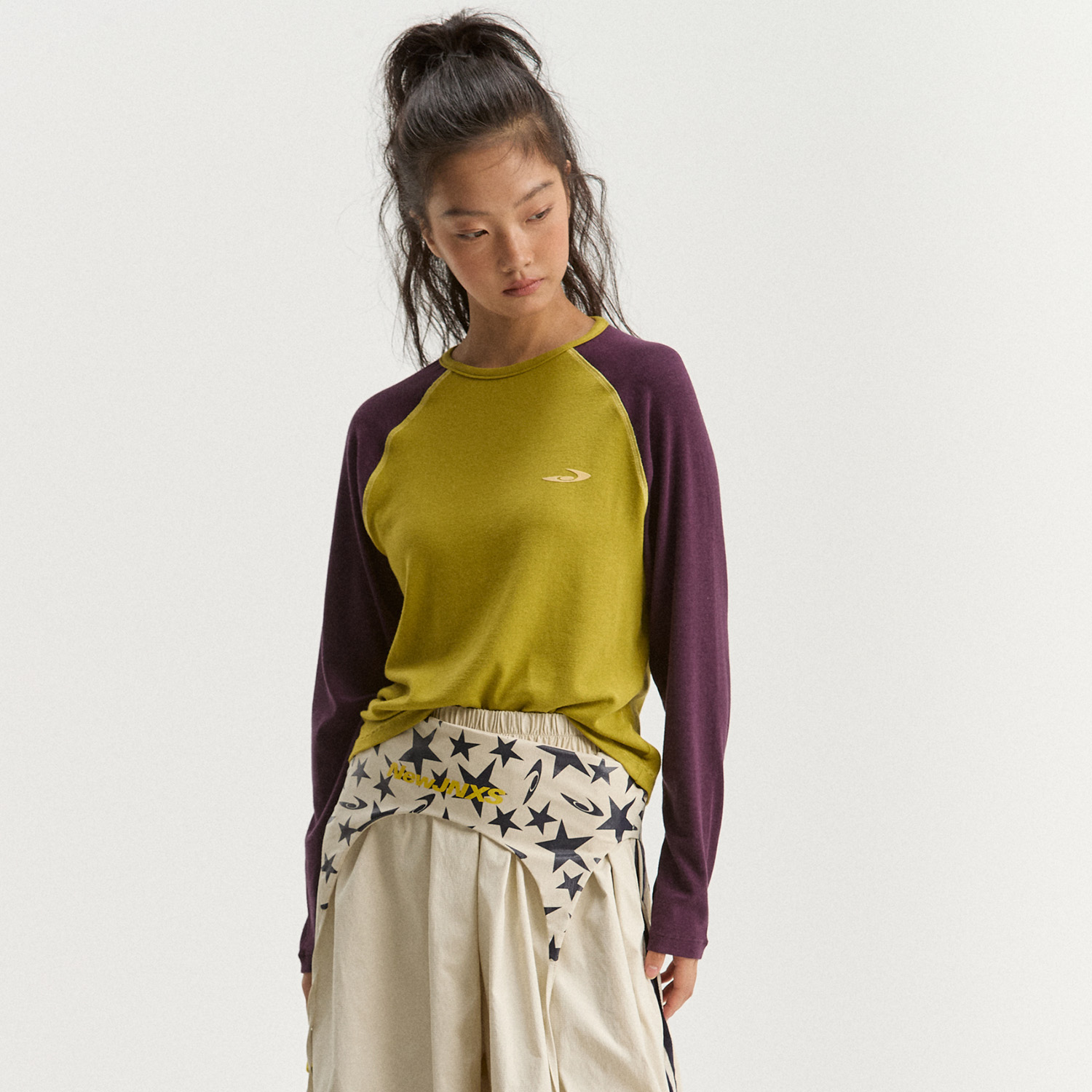 江南先生NewJNXS慕斯羊绒发热保暖打底上衣女修身短款插肩长袖T恤 - 图0