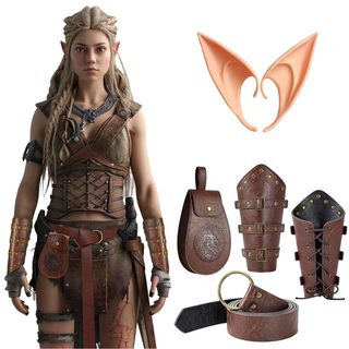 European medieval retro knight wristband, armband, retro waist bag, gloves, cos stage costume props