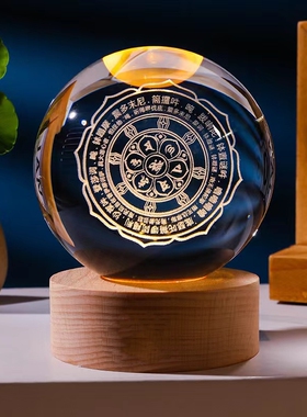 发光3D水晶内雕佛像摆件地