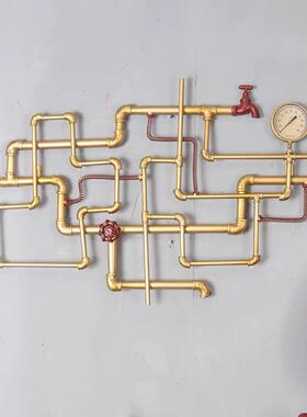 创意品loft工业风复古铁艺水管壁D挂家居酒吧店铺墙上墙面立体装