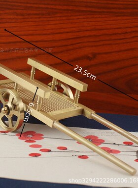 黄铜搬砖车仿g古手推车置物架工艺品手推车摆件大板车地摊