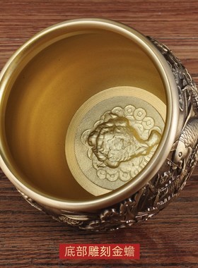 黄铜缸摆件铜缸招财双p鱼聚宝盆铜米缸水缸风水摆设家居客厅装饰