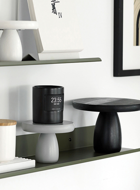 黑白灰装饰摆g件玄关钥匙收纳盘 ins风客厅软装饰品小蘑.菇造型托