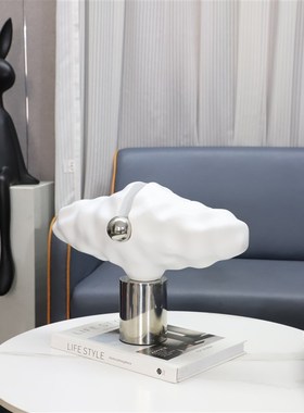 北欧轻奢a白色祥云树脂不锈钢摆件客厅卧室玄关茶几书房家居装饰