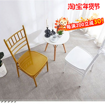 Banquet Bamboo Festival Chair With Cushion Modern Minima Design Iron Art Chair Lawn Wedding Golden White Hotel With Chair