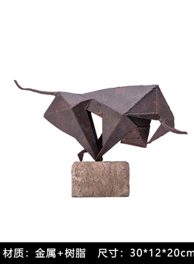 牛摆件金属铜动物现代新中式客厅玄关家居软装饰品V样板房间售楼