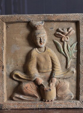 仿古壁画砖雕乐器俑方砖古建筑装饰砖墙砖收N藏艺术装饰品摆件陶