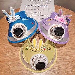 太阳能充电+USB充电两用兔耳朵儿童风扇