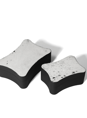 现代简约轻奢马毛皮质首饰收纳盒A软装饰品样板房间卧室衣帽间摆