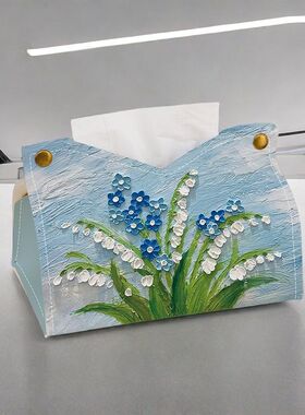 轻奢风桌面客厅餐厅卫生间油画创意抽纸盒家用纸巾盒