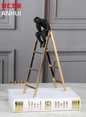 摆件装饰家居客厅品现代书房创意简E约摆设电视柜金属者饰品轻奢