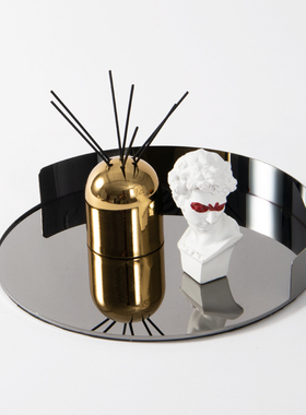 Rzone 意式轻奢不锈钢镜面托A盘现代简约银色客厅茶几软装饰品摆