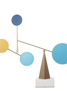 北欧创意几何平i衡撞色摆件现代简约酒柜玄关样板房家居软装工艺