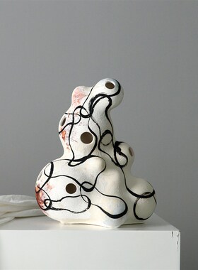 简约现代侘寂风手工雕塑摆件样板房家居I客厅人像玄关陶瓷软装饰