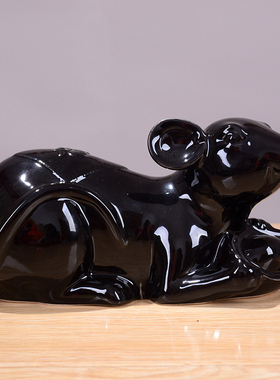 陶瓷12十c二生肖红色老鼠摆件招财瓷器坐鼠客厅风水摆设风水工艺