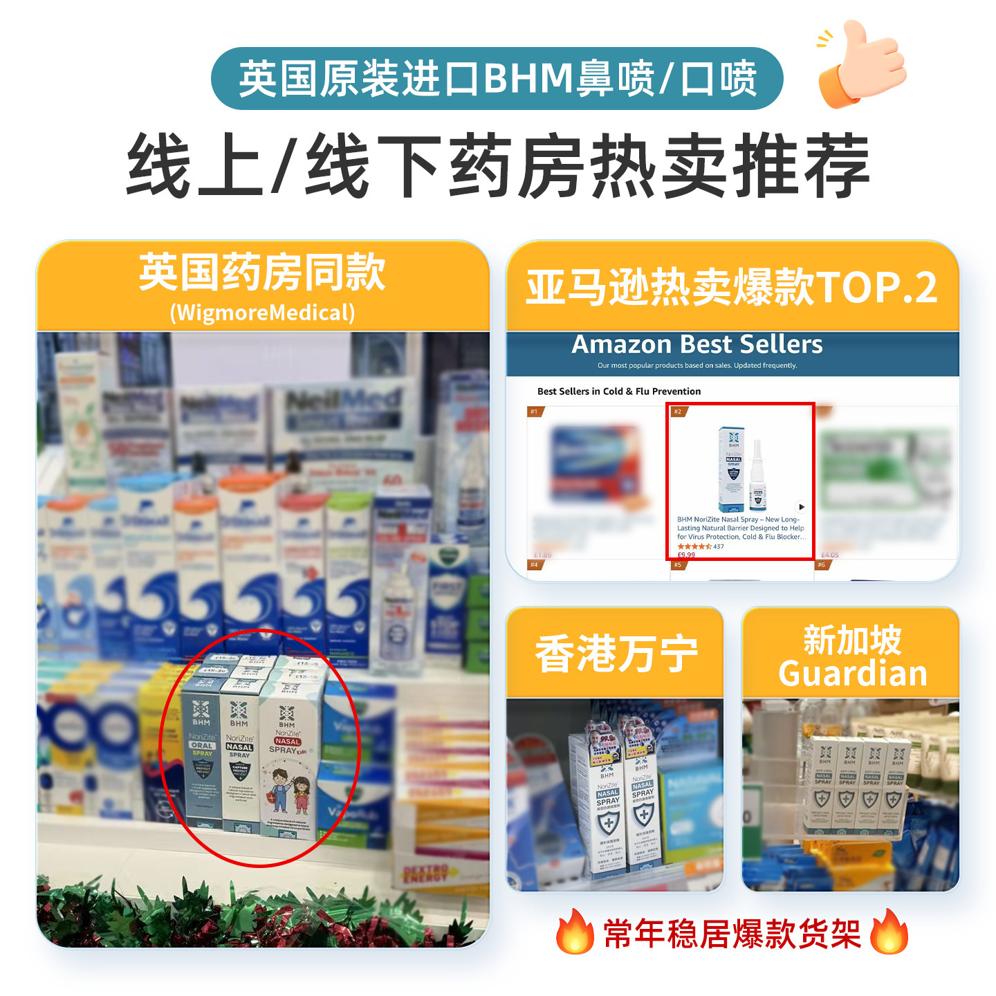 BHM鼻腔喷雾剂液体口罩旅行装物理阻隔流感防护孕妇卡拉胶鼻喷雾