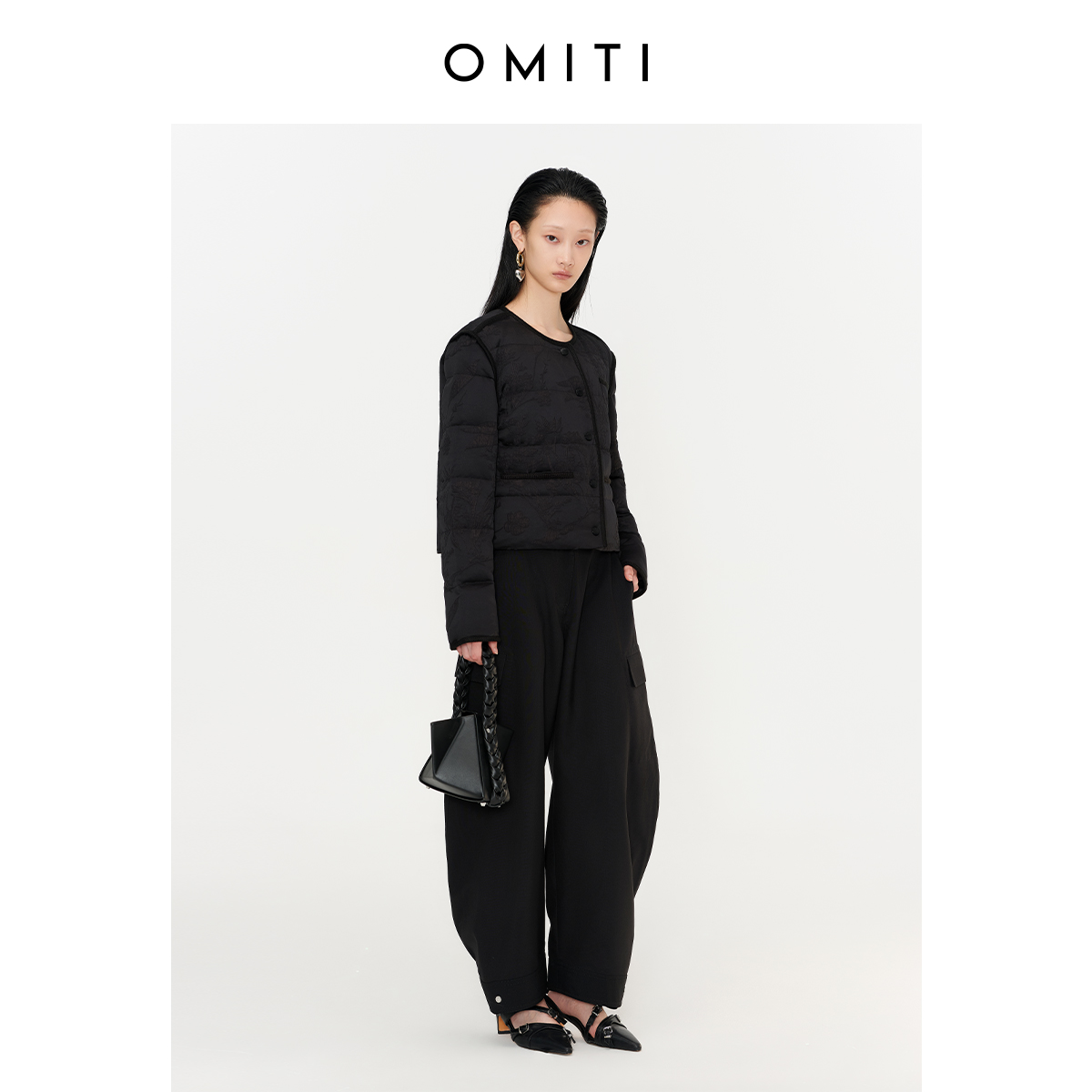 OMITI省略 经典小香风外套2023冬季新款羽绒服女时尚小个子短款