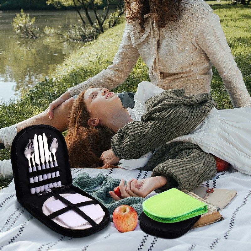 塑料柄餐具套装户外2人份野餐包餐具U不锈钢刀叉勺,淘宝优惠券,粉丝福利购,淘宝优惠卷