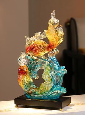 爆款年年有余招财锦鲤摆件进门玄关酒柜客厅电视柜装饰品乔迁新居