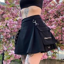 Harajuku Punk Gothic Black High Waist Black Skirts Women Sex