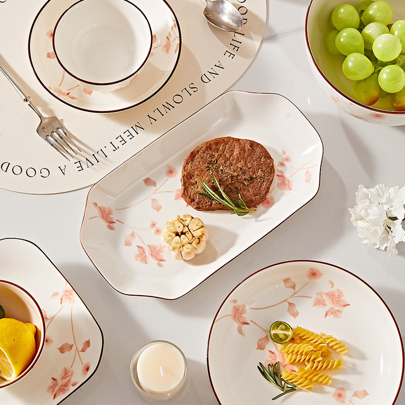 釉下彩碗盘餐具特别好看的陶瓷米饭碗家用2025新款菜盘子,淘宝优惠券,粉丝福利购,淘宝优惠卷