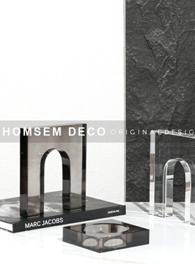 现代极简轻奢创意彩色几何水晶时光门样板房间电视柜软Z装饰品摆